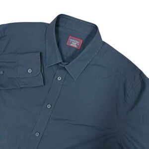 UNTUCKit Shirt Mens XL Slim Fit Navy Blue Solid Button Up Long Sleeve Cotton